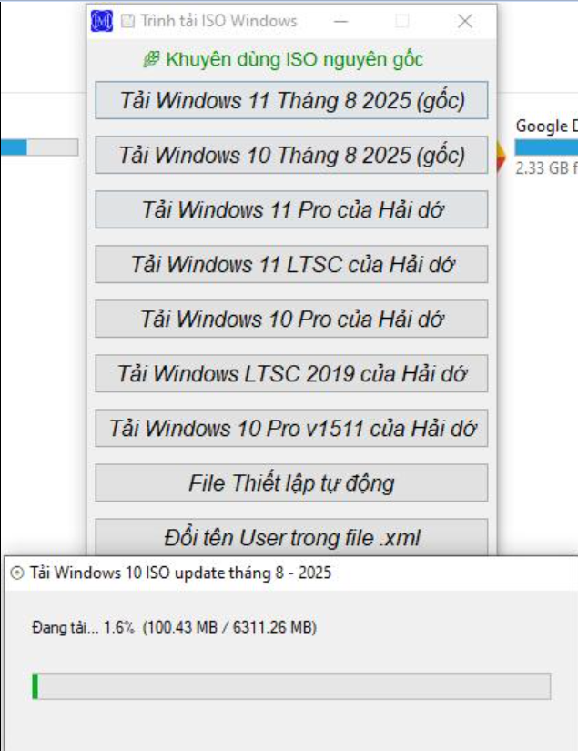 Công cụ tự động tìm link và tải iSO Windows.